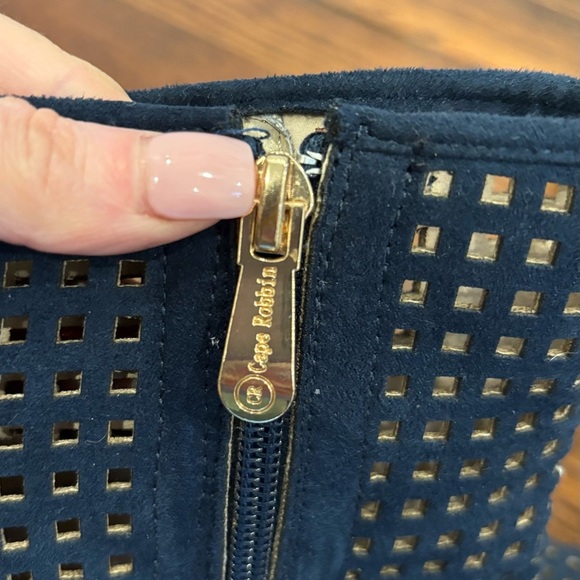 Cape Robbin Mesh Navy Women’s Ankle Side Zip Almond Toe Bootie Sz 9 - Picture 7 of 10